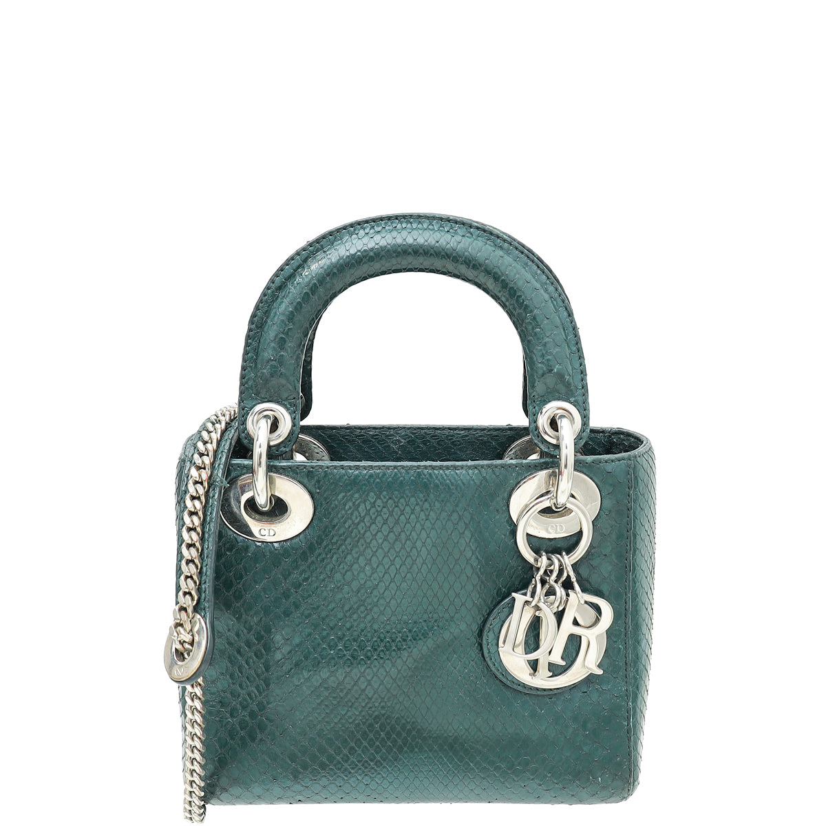 Christian Dior Dark Green Python Chain Mini Lady Dior Bag-Christian Dior-THE CLOSET