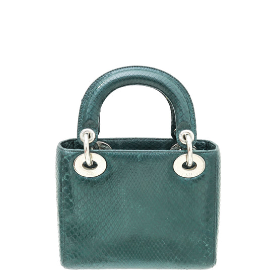 Christian Dior Dark Green Python Chain Mini Lady Dior Bag