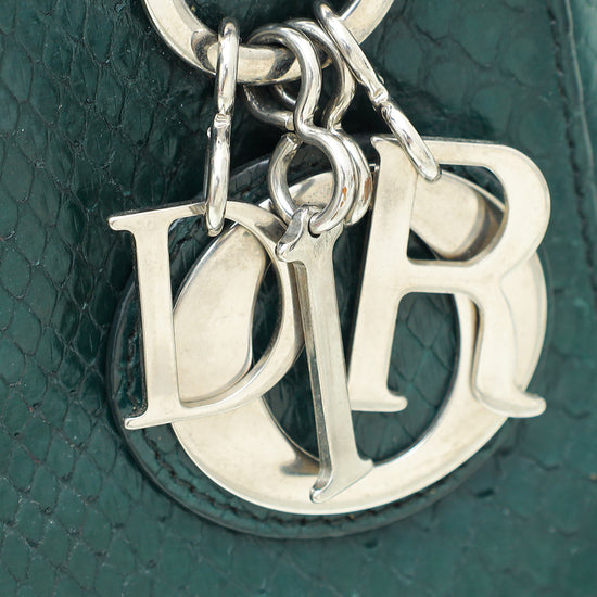 Christian Dior Dark Green Python Chain Mini Lady Dior Bag