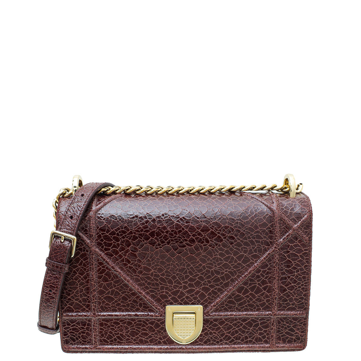 Christian Dior Burgundy Diorama Ceramic Effect Medium Bag-Christian Dior-THE CLOSET