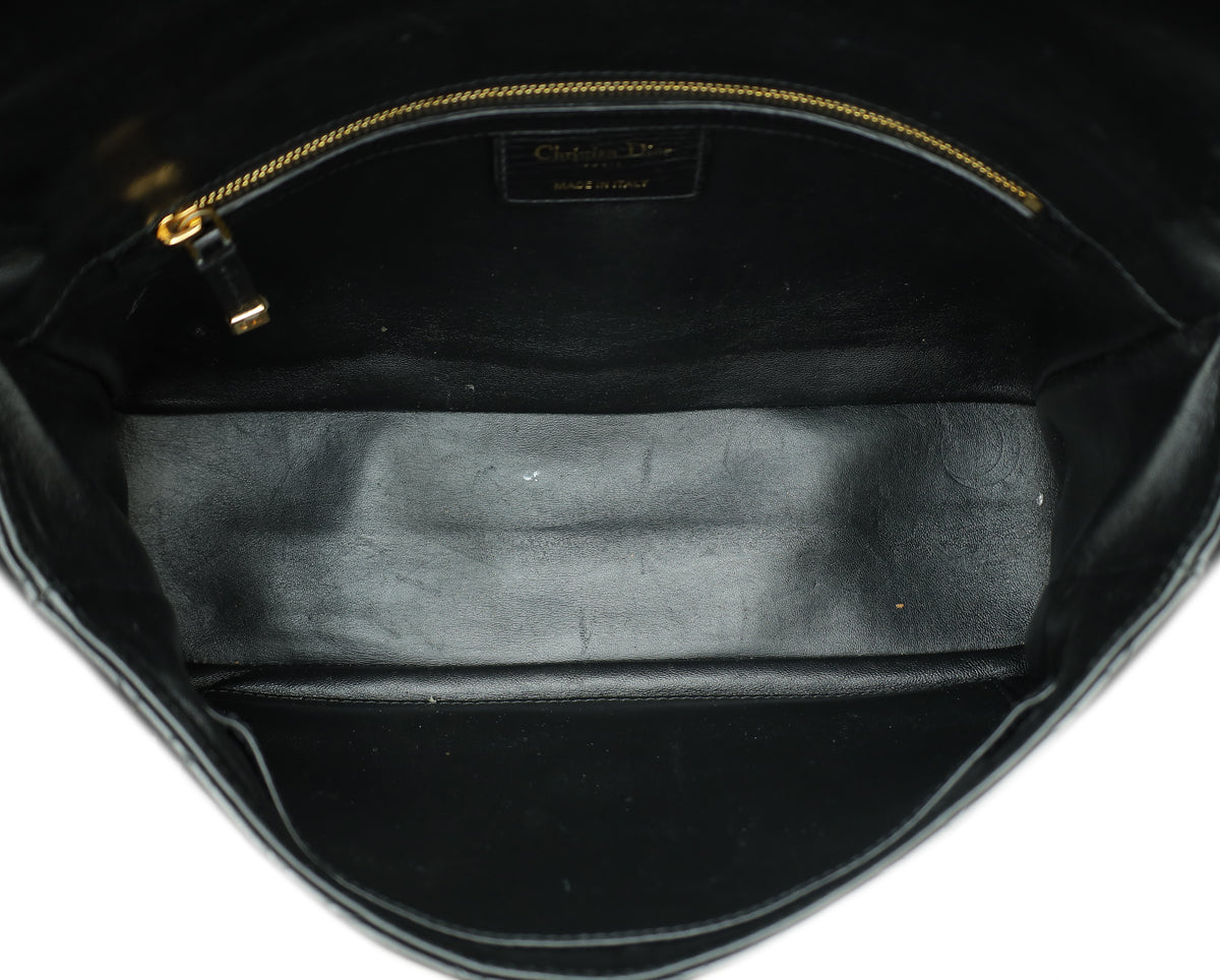 Christian Dior Black Supple Cannage Caro Large Flap Bag