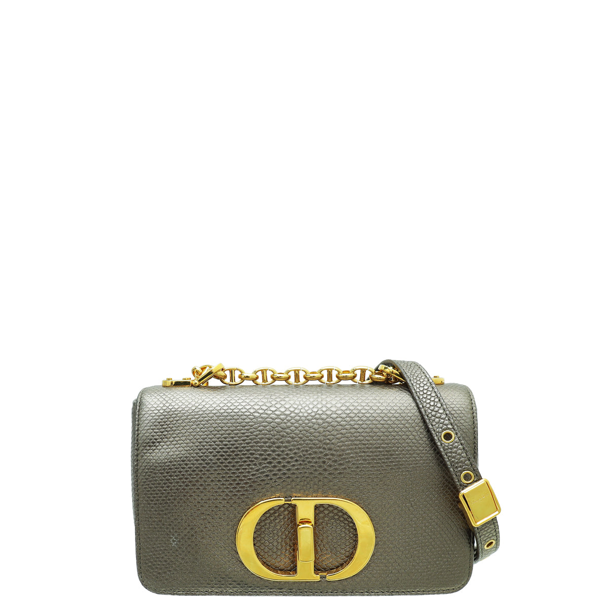 Christian Dior Metallic Olive Green Karung Small Caro Bag