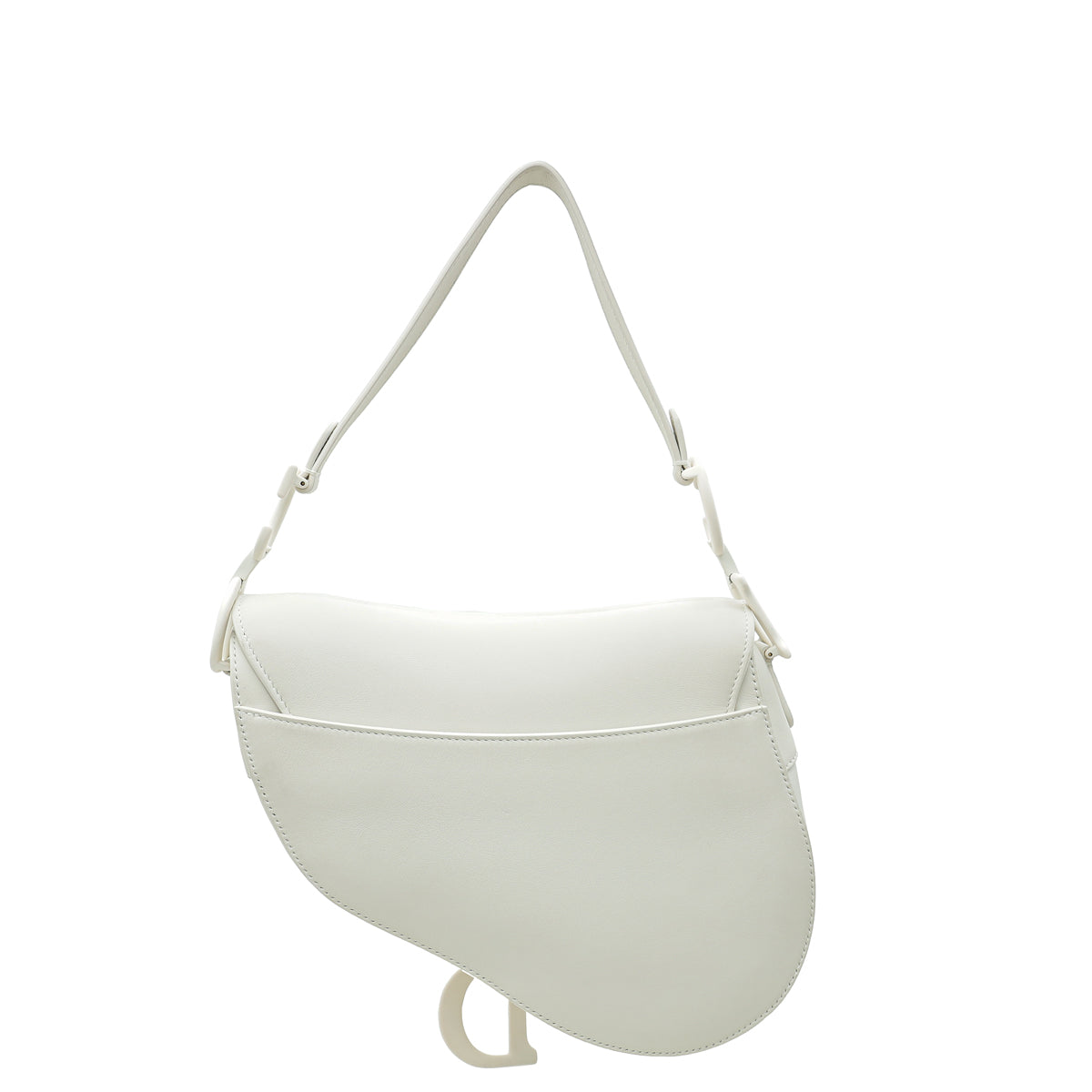 Christian Dior White Saddle Ultra Matte Medium Bag