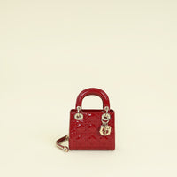 Christian Dior Cherry Red Lady Dior Mini Chain Bag