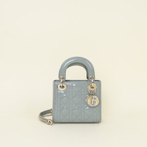 Christian Dior Blue Sage Chain Mini Lady Dior Bag