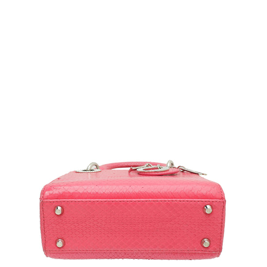 Christian Dior Pink Python Swarovski Crystal Lady Dior Mini Bag