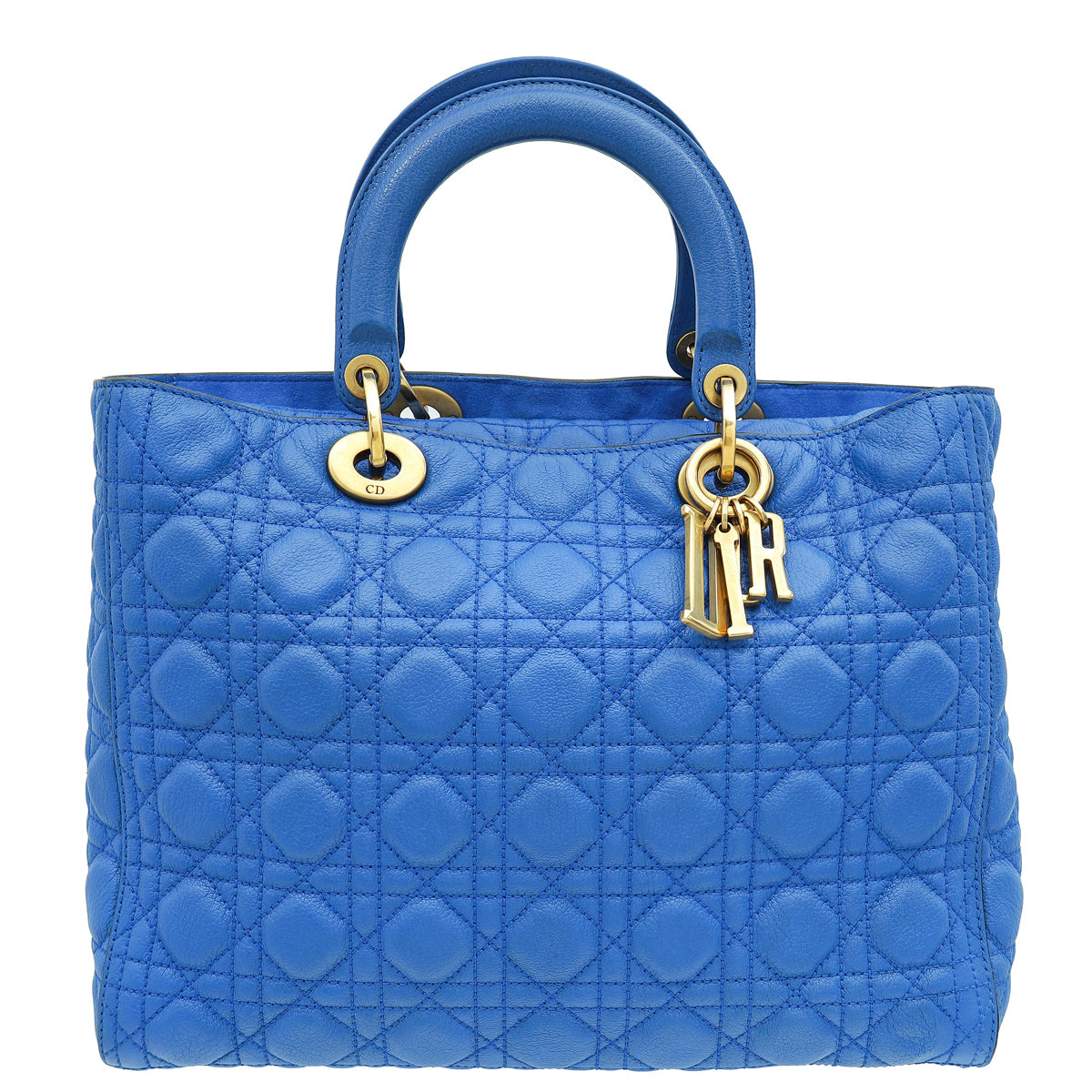 Christian Dior Royal Blue Cannage Supple Lady Dior Large Bag-Christian Dior-THE CLOSET