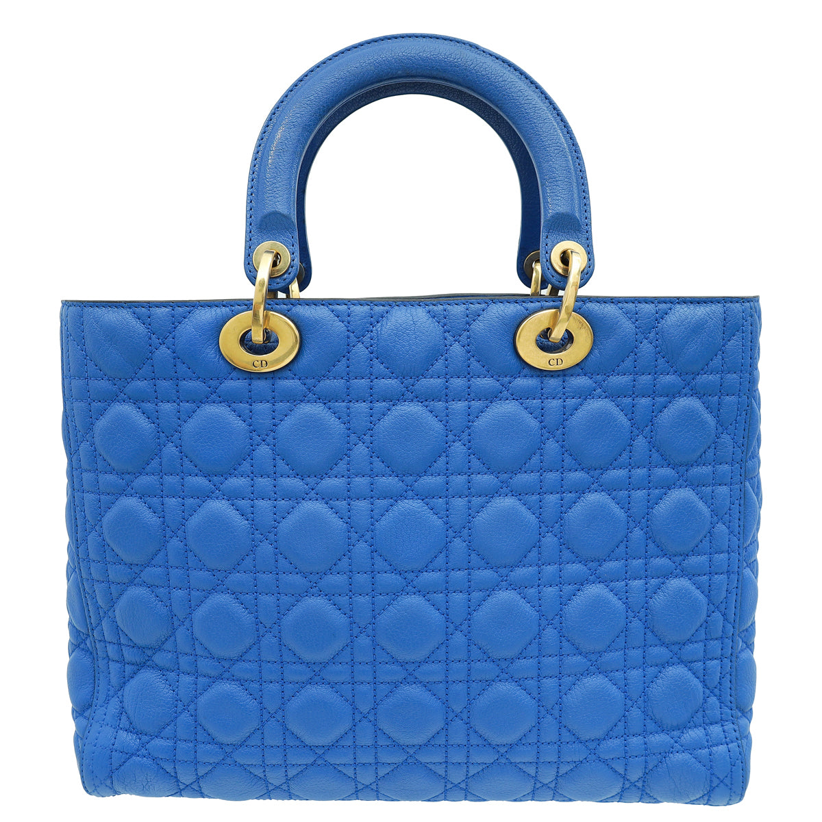 Christian Dior Royal Blue Cannage Supple Lady Dior Large Bag-Christian Dior-THE CLOSET