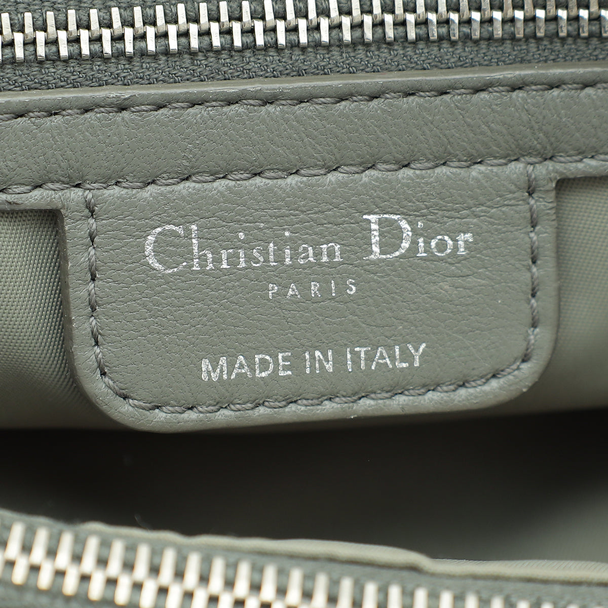 Christian Dior Grey Satin Charming Lock Medium Tote Bag