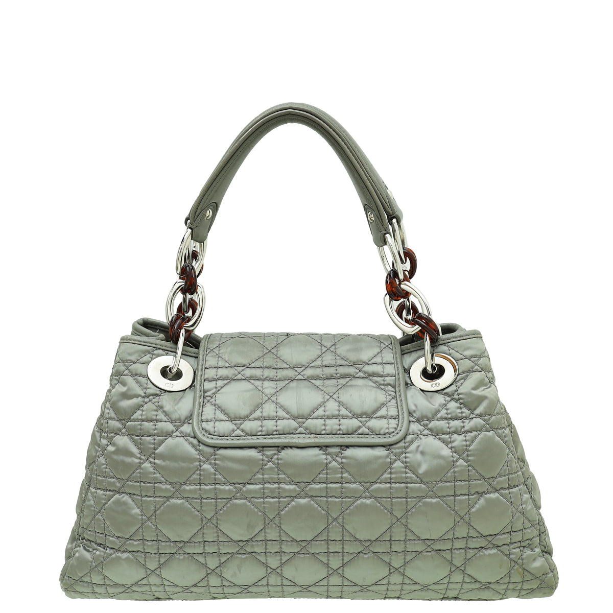 Christian Dior Grey Satin Charming Lock Medium Tote Bag-Christian Dior-THE CLOSET