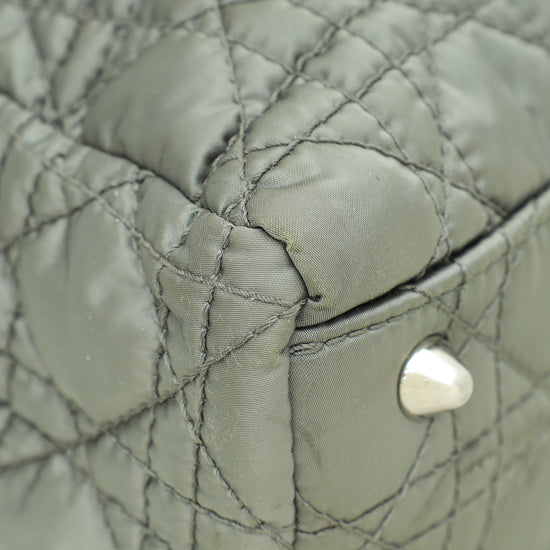 Christian Dior Grey Satin Charming Lock Medium Tote Bag