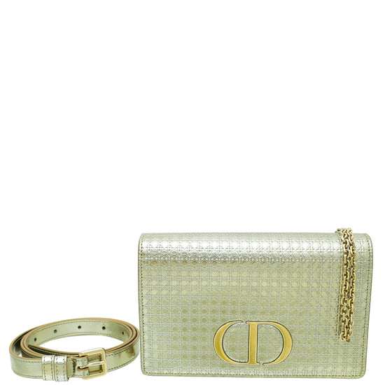 Christian Dior Champagne 30 Montaigne Micro Cannage 2 In 1 Pouch