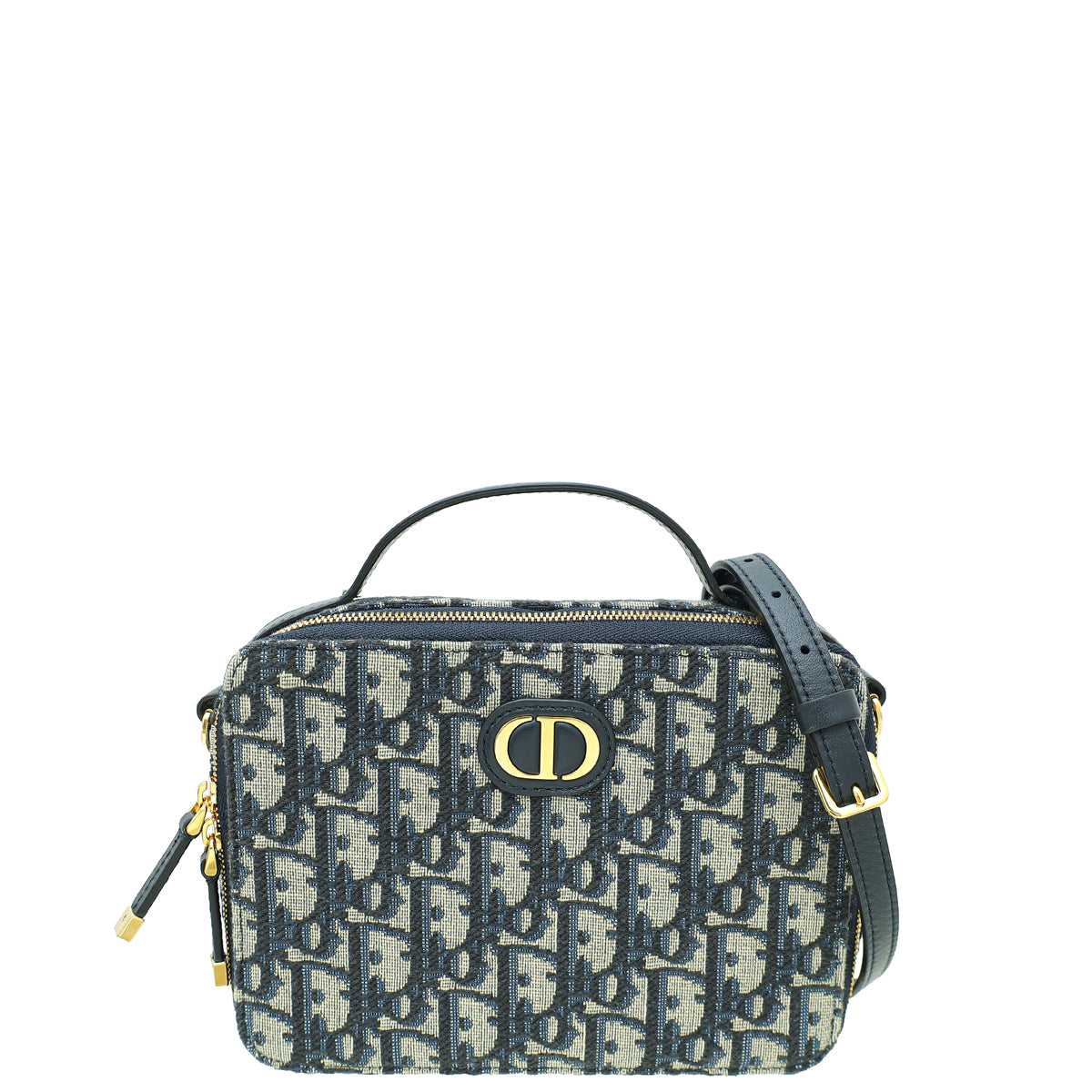 Christian Dior Navy Blue Oblique 30 Montaigne Box Bag-Christian Dior-THE CLOSET