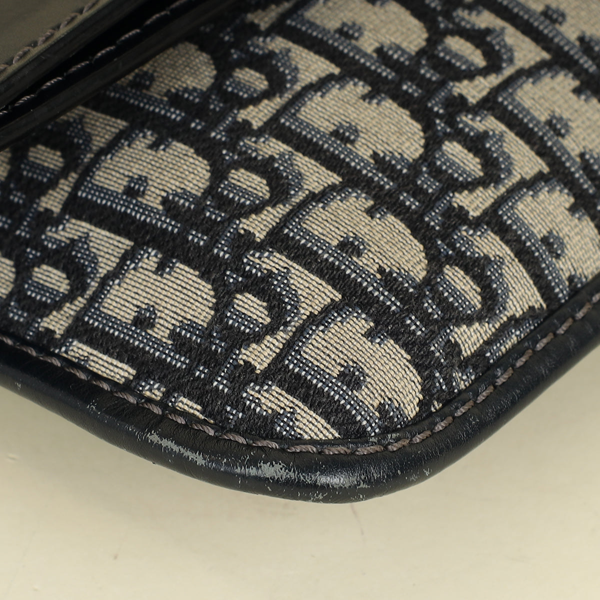 Christian Dior Navy Blue Oblique Fold Over Clutch