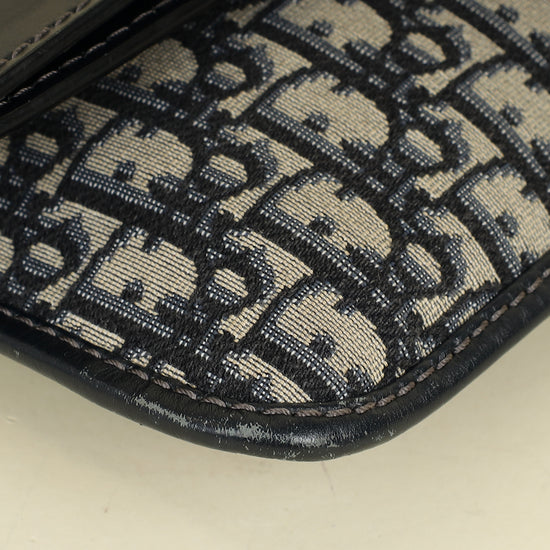 Christian Dior Navy Blue Oblique Fold Over Clutch