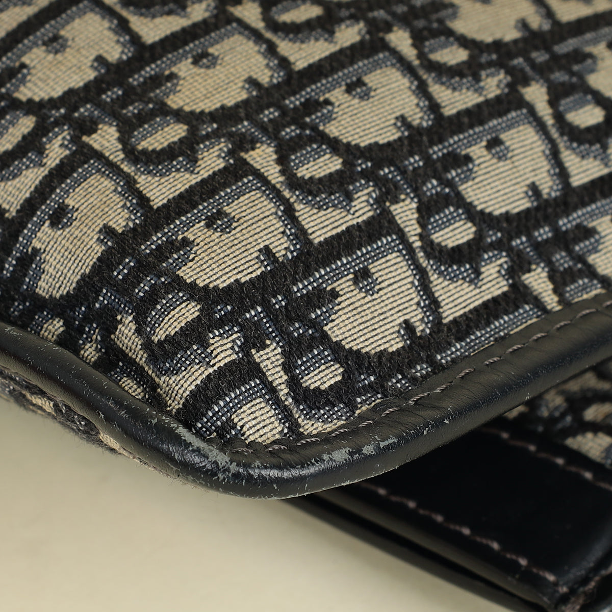 Christian Dior Navy Blue Oblique Fold Over Clutch