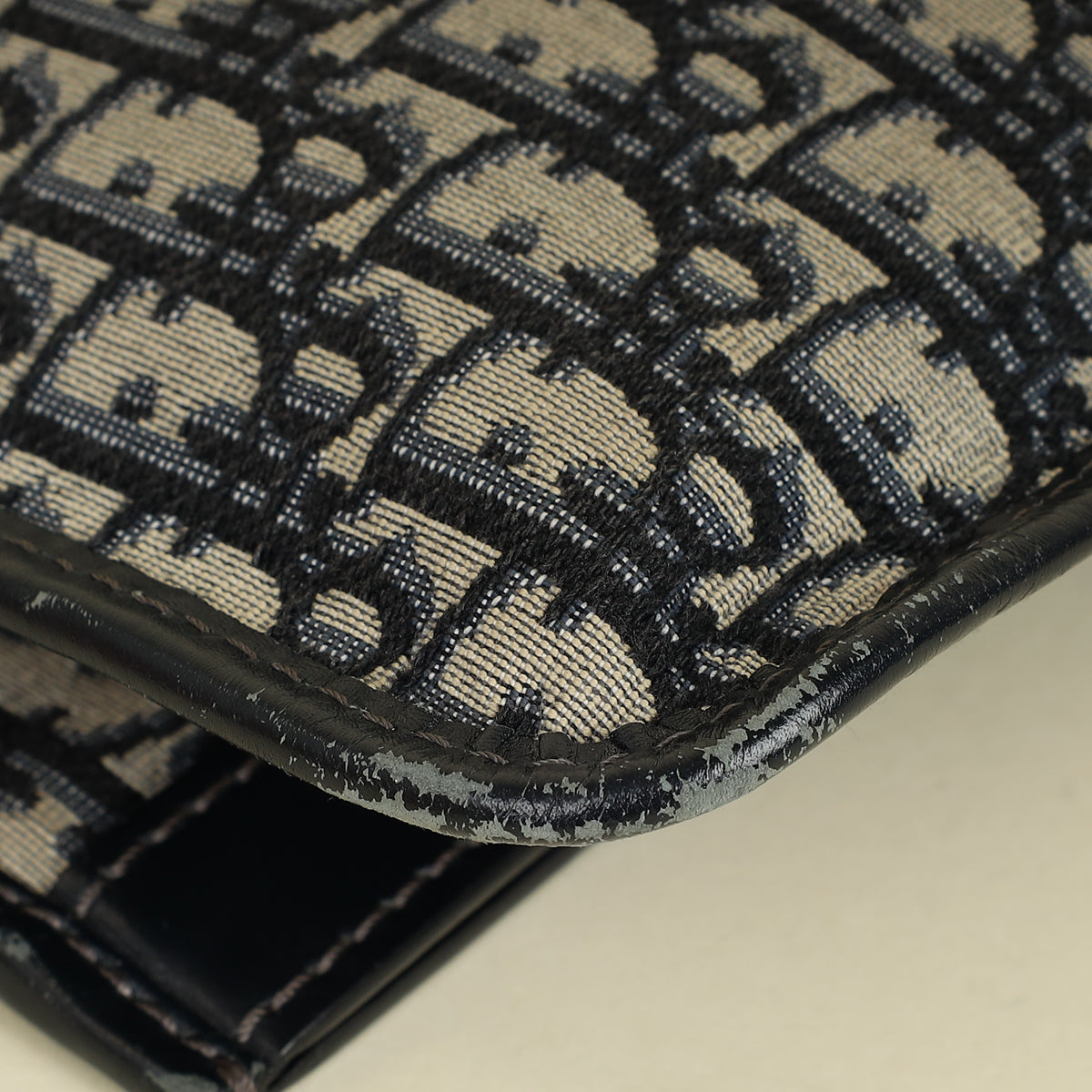 Christian Dior Navy Blue Oblique Fold Over Clutch