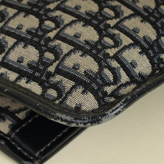 Christian Dior Navy Blue Oblique Fold Over Clutch