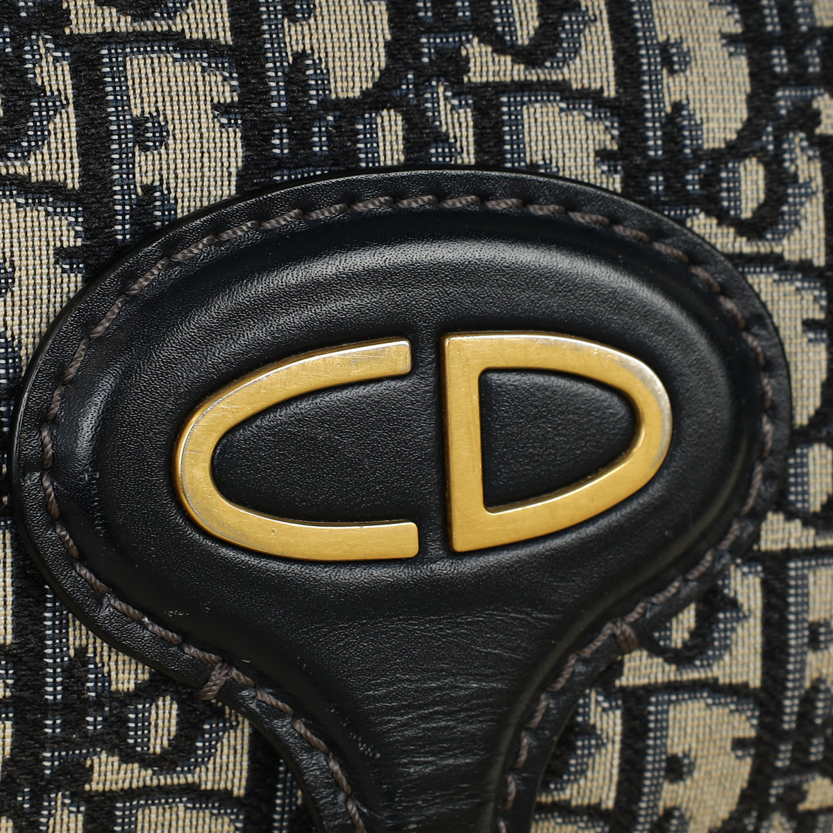 Christian Dior Navy Blue Oblique Fold Over Clutch