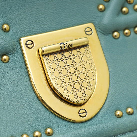 Christian Dior Turkish Blue Studded Diorama Wallet on Chain