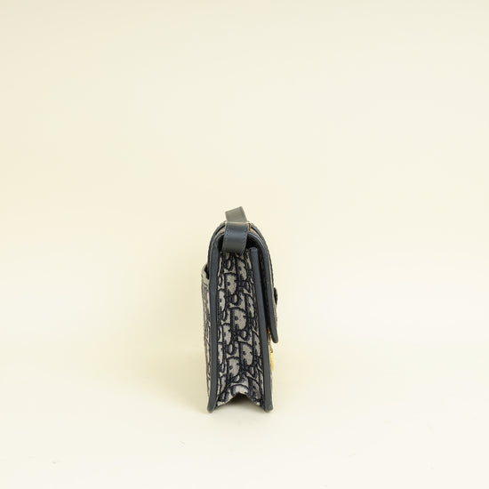 Christian Dior Blue Oblique 30 Montaigne Flap Shoulder Bag