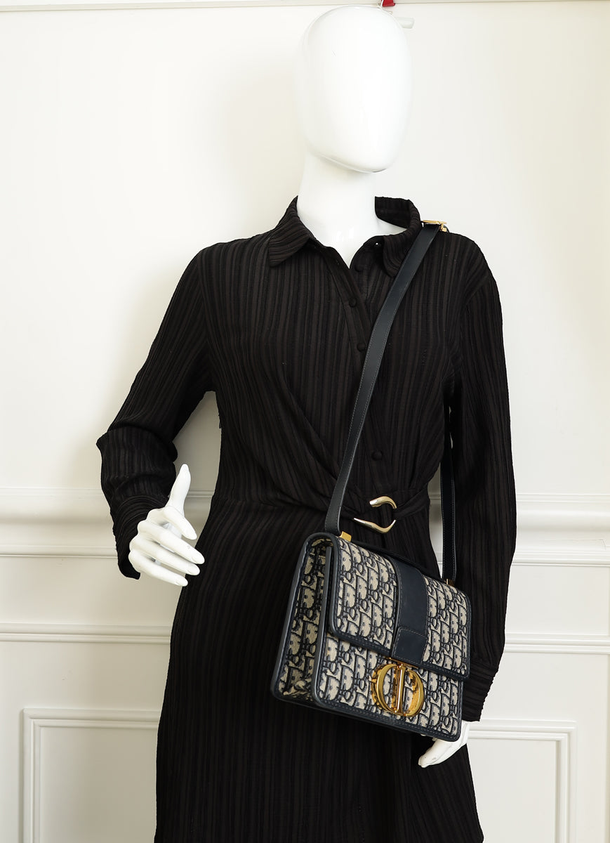 Christian Dior Blue Oblique 30 Montaigne Flap Shoulder Bag
