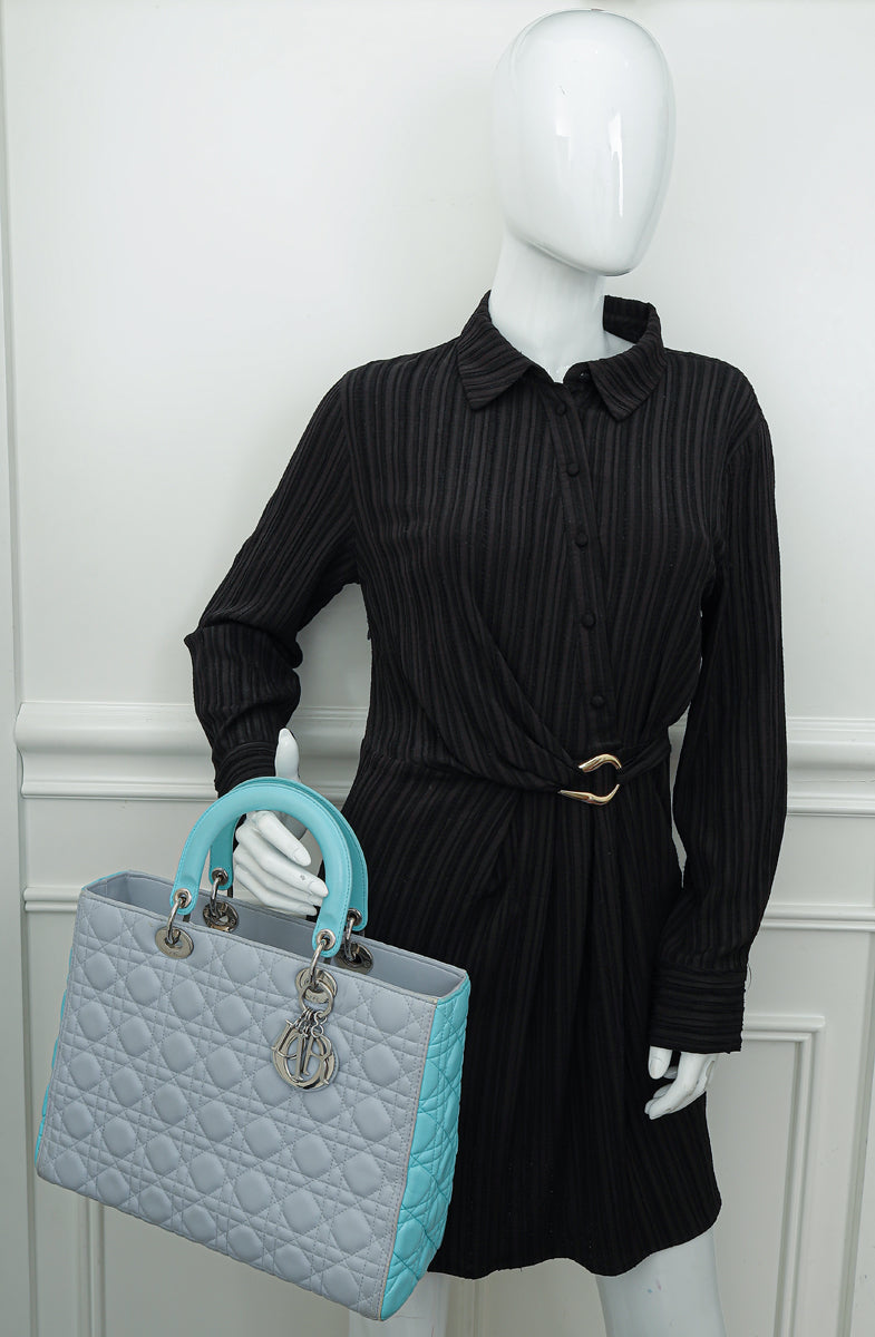 Christian Dior Bicolor Lady Dior Large Bag