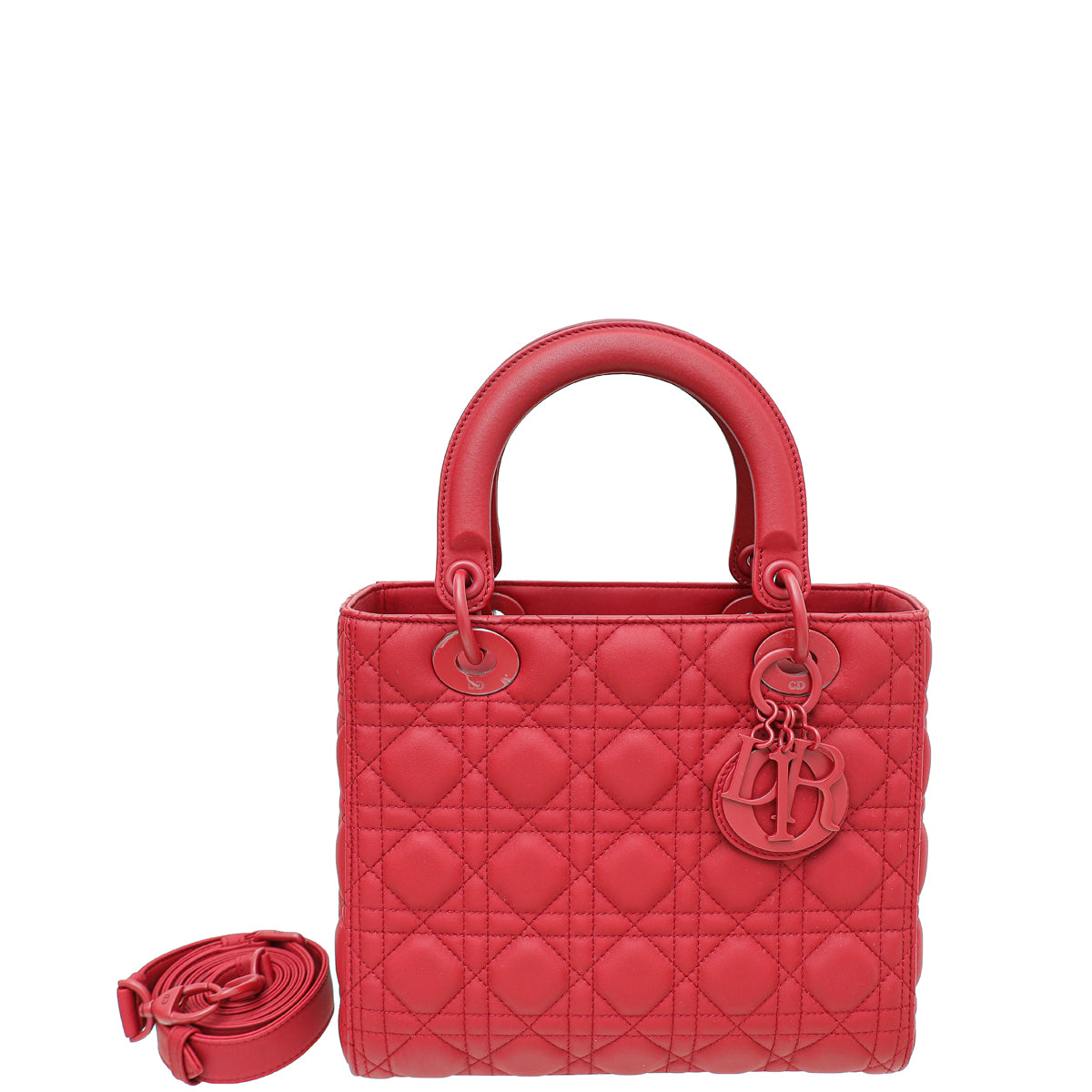 Christian Dior Dark Cherry Ultra Matte Lady Dior Medium Bag-Christian Dior-THE CLOSET
