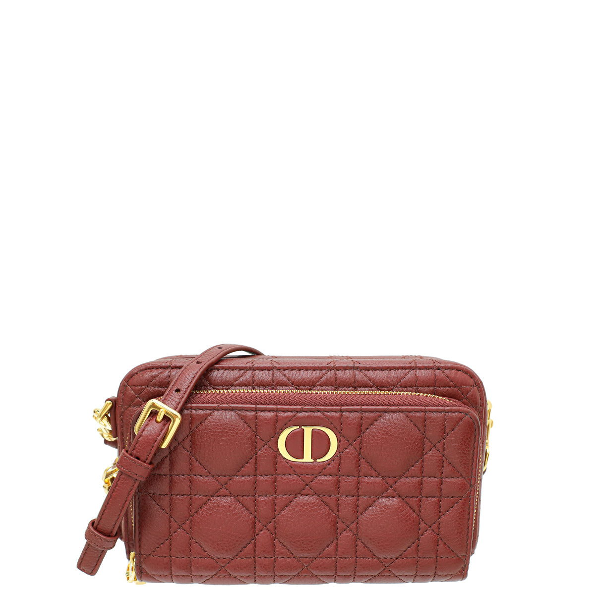 Christian Dior Burgundy Caro Double Pouch Bag-Christian Dior-THE CLOSET