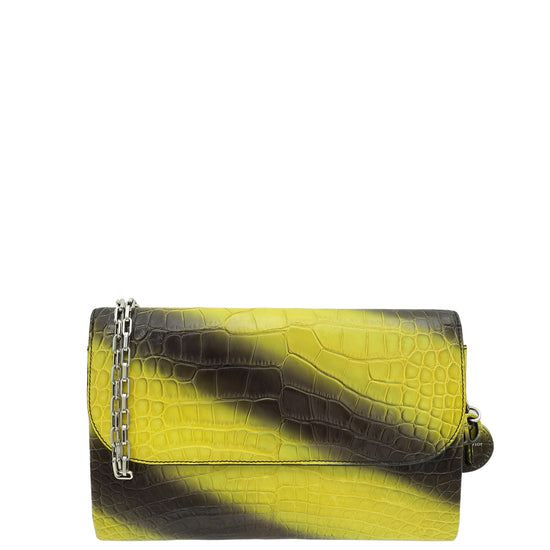 Christian Dior Bicolor Crocodile Flap Chain Clutch