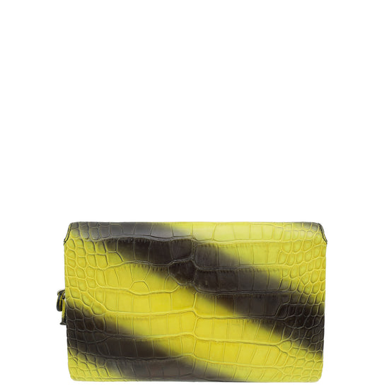 Christian Dior Bicolor Crocodile Flap Chain Clutch