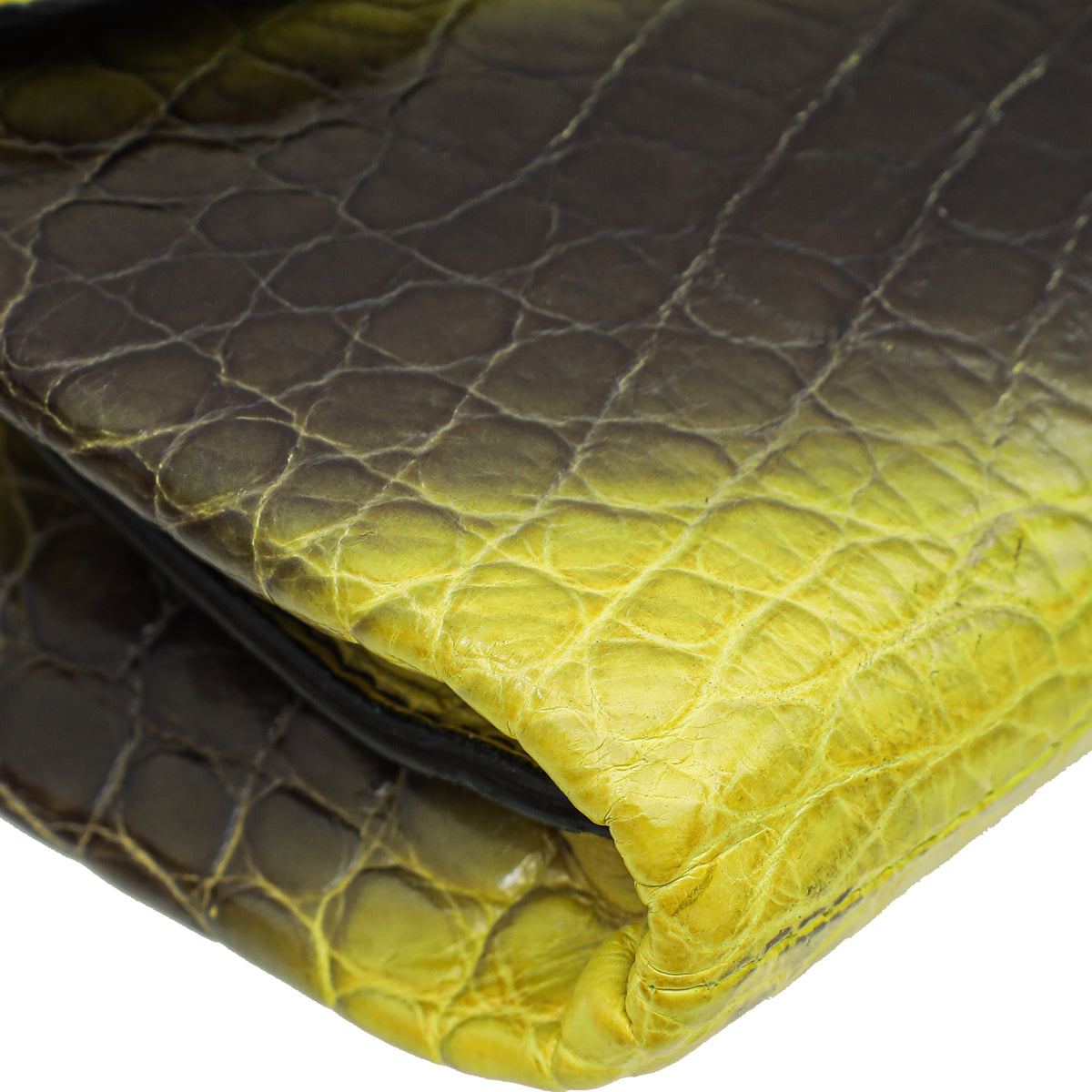 Christian Dior Bicolor Crocodile Flap Chain Clutch