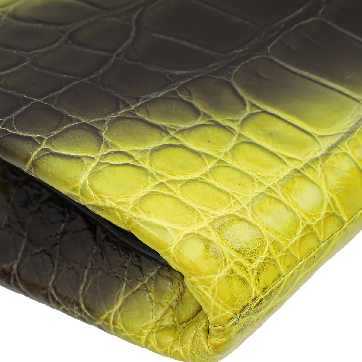 Christian Dior Bicolor Crocodile Flap Chain Clutch