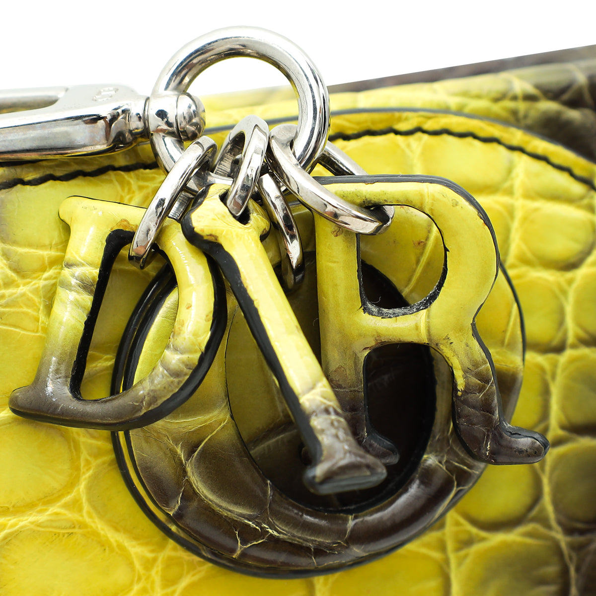 Christian Dior Bicolor Crocodile Flap Chain Clutch