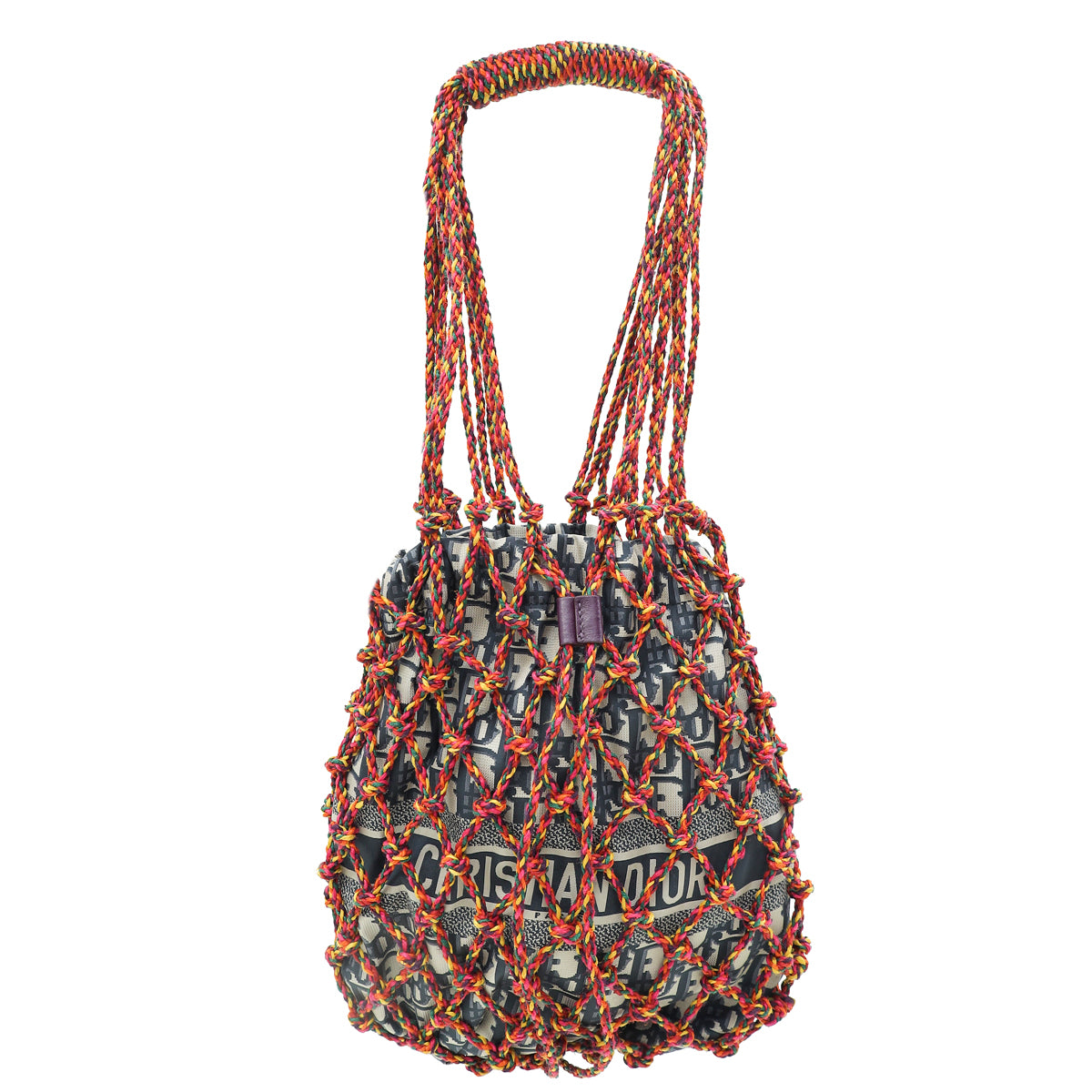 Christian Dior Navy Blur Woven Rope and Oblique Technical Fabric Net Shoulder Bag-Christian Dior-THE CLOSET