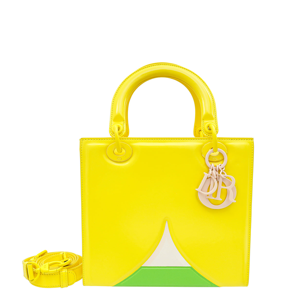 Christian Dior Yellow Multicolor Art Ltd. Ed. Leonhard Hurzlmeier Lady Dior Medium Bag