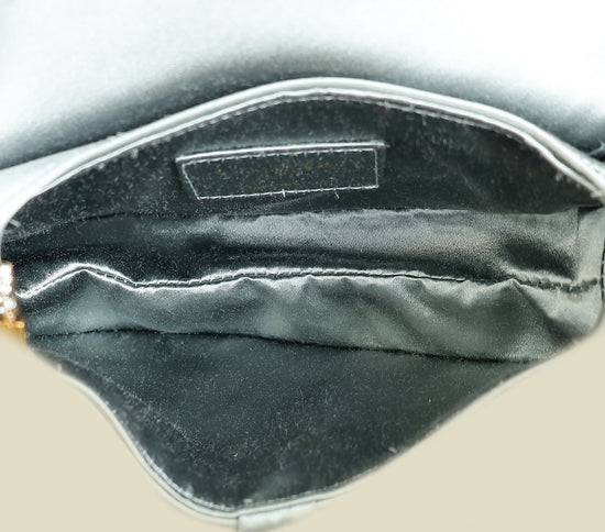 Christian Dior Grey Mini Saddle Satin Crystal Embellished Brooch Bag