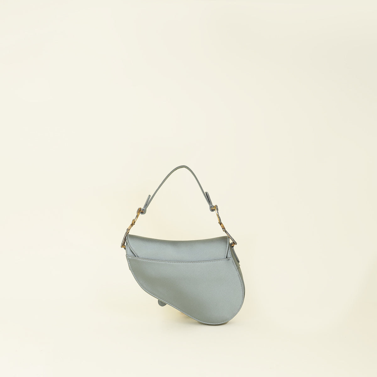 Christian Dior Grey Mini Saddle Satin Crystal Embellished Brooch Bag