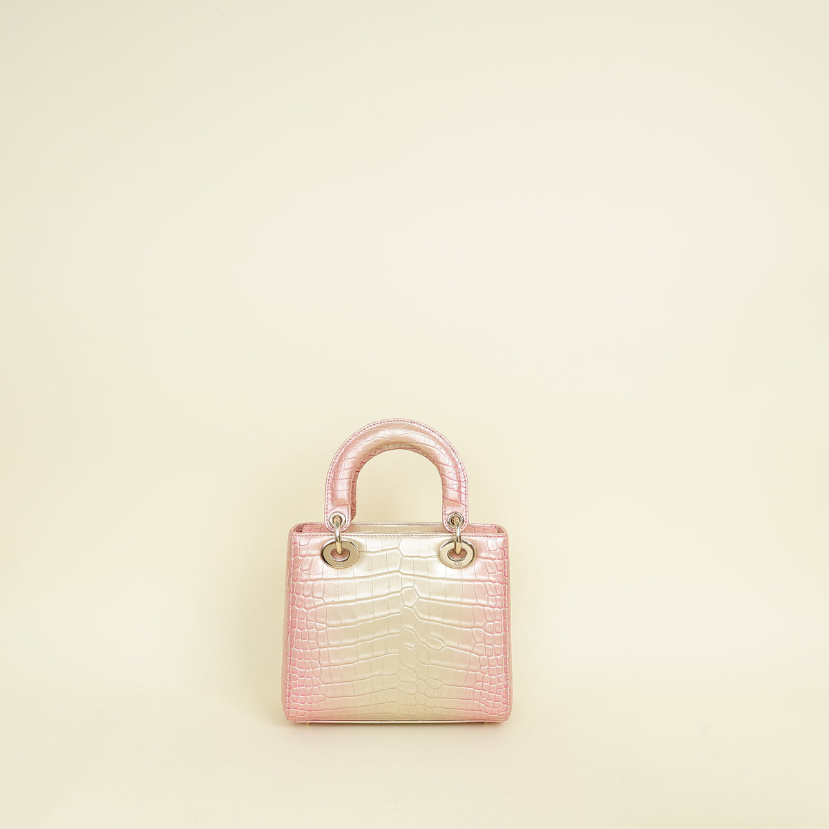 Christian Dior Bicolor Metallic Lady Dior Alligator Small Bag