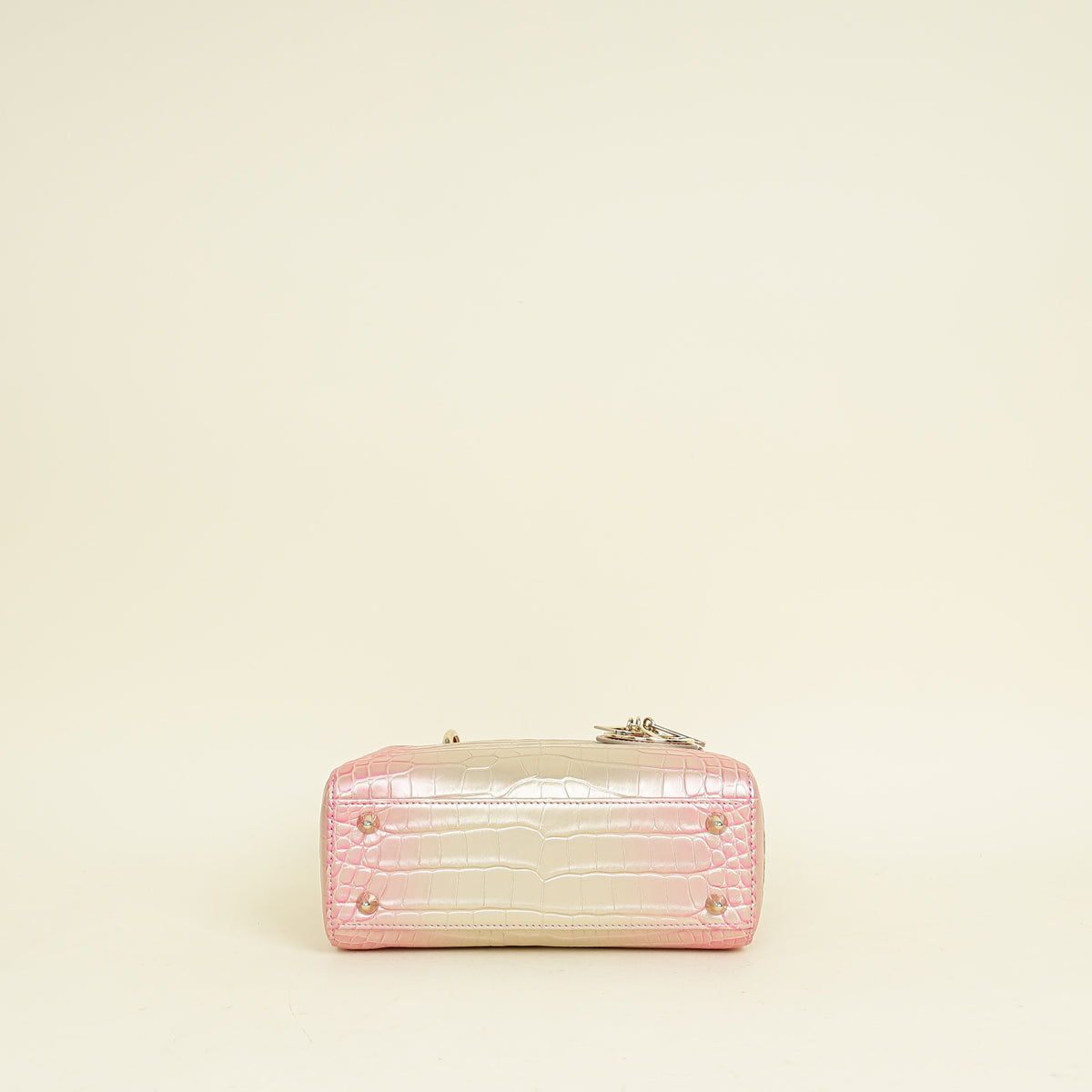 Christian Dior Bicolor Metallic Lady Dior Alligator Small Bag