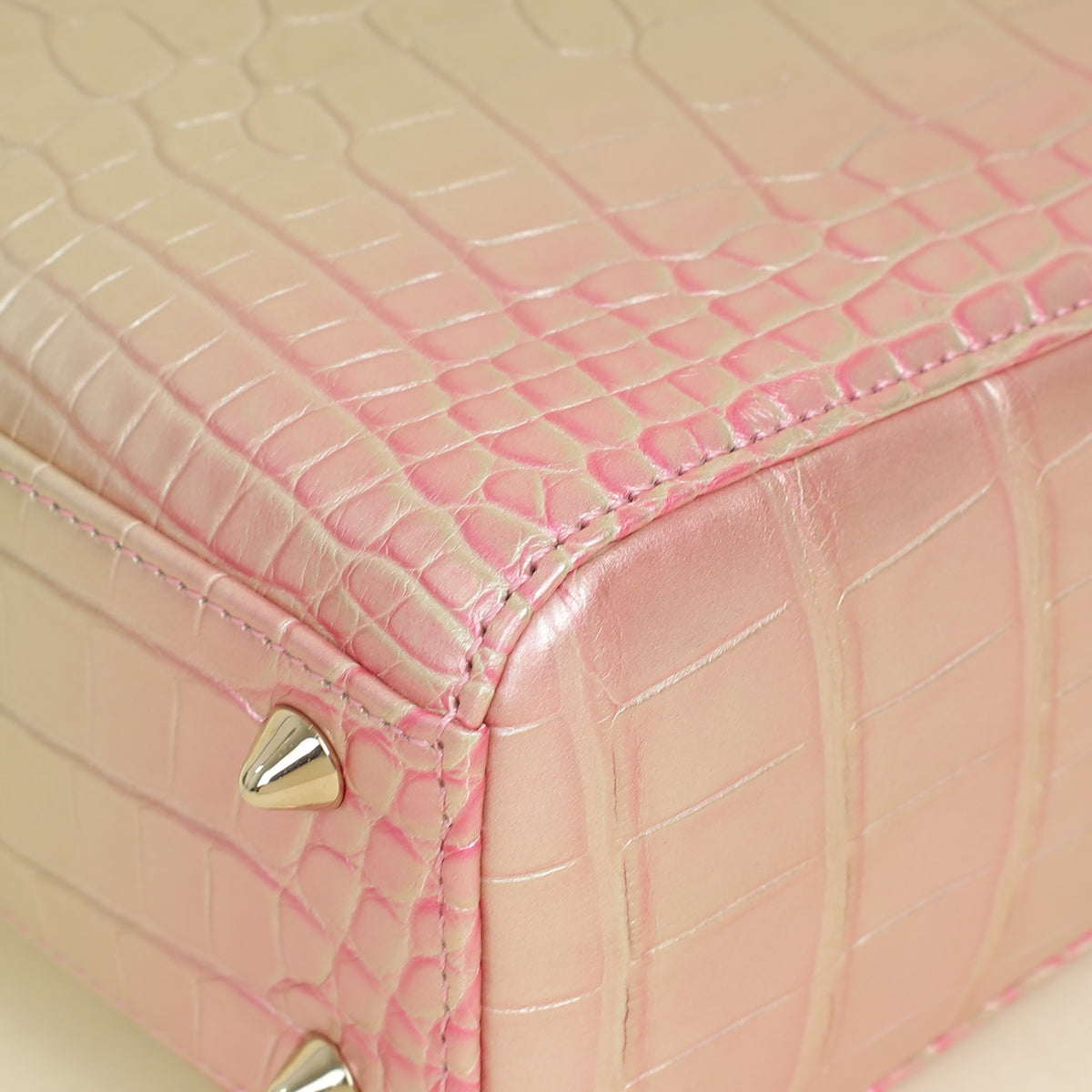 Christian Dior Bicolor Metallic Lady Dior Alligator Small Bag