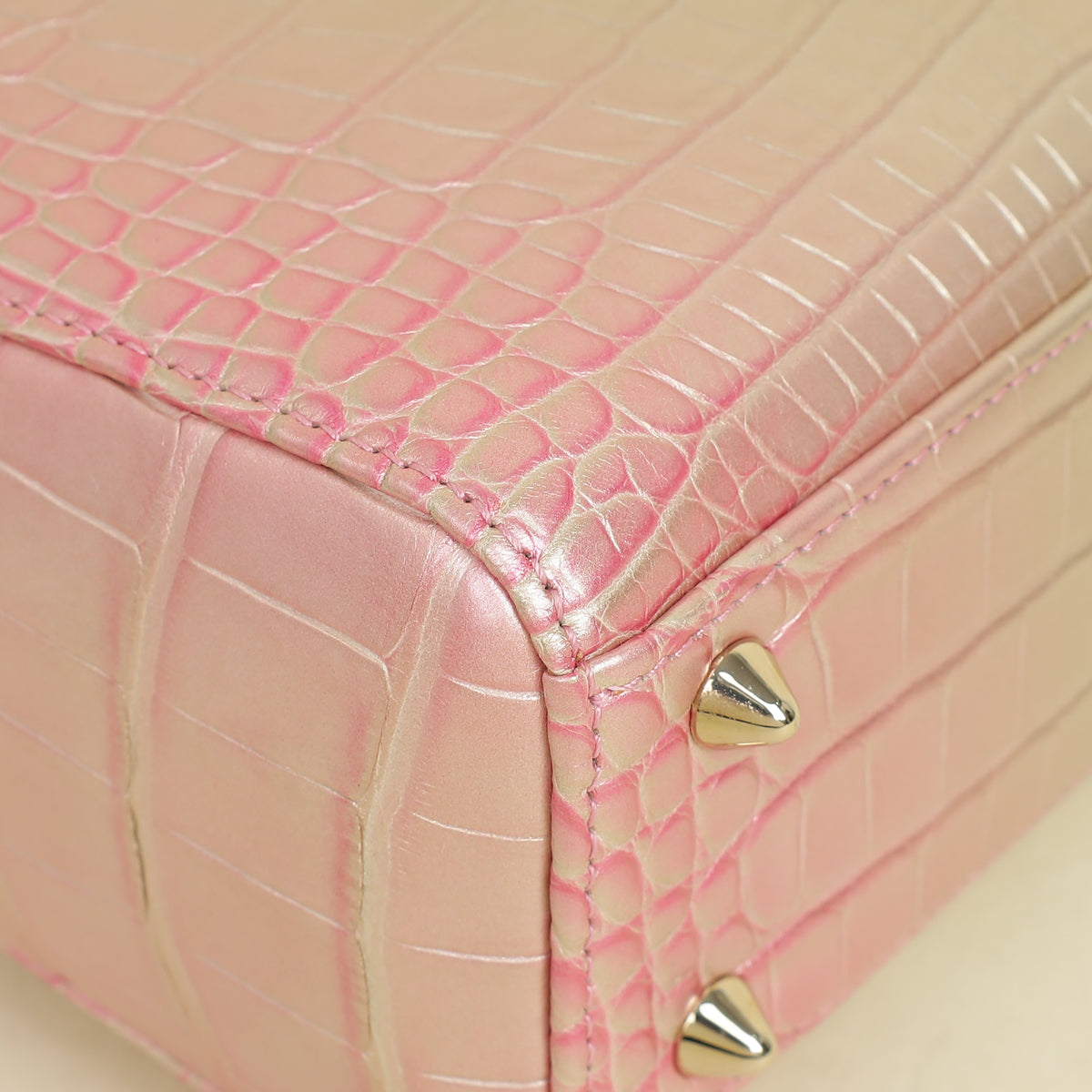 Christian Dior Bicolor Metallic Lady Dior Alligator Small Bag