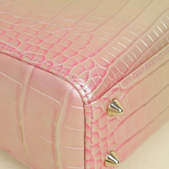 Christian Dior Bicolor Metallic Lady Dior Alligator Small Bag