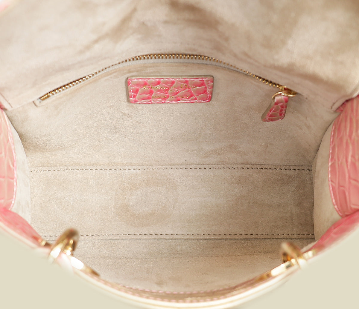 Christian Dior Bicolor Metallic Lady Dior Alligator Small Bag