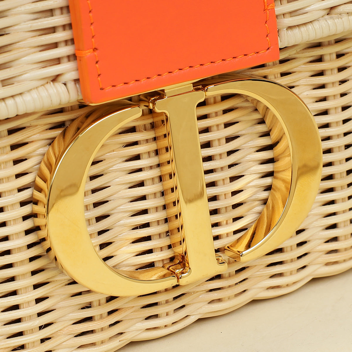 Christian Dior Neon Orange 30 Montaigne Wicker Box Bag