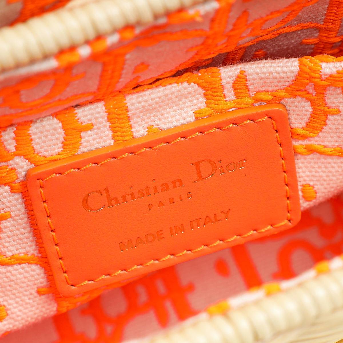 Christian Dior Neon Orange 30 Montaigne Wicker Box Bag