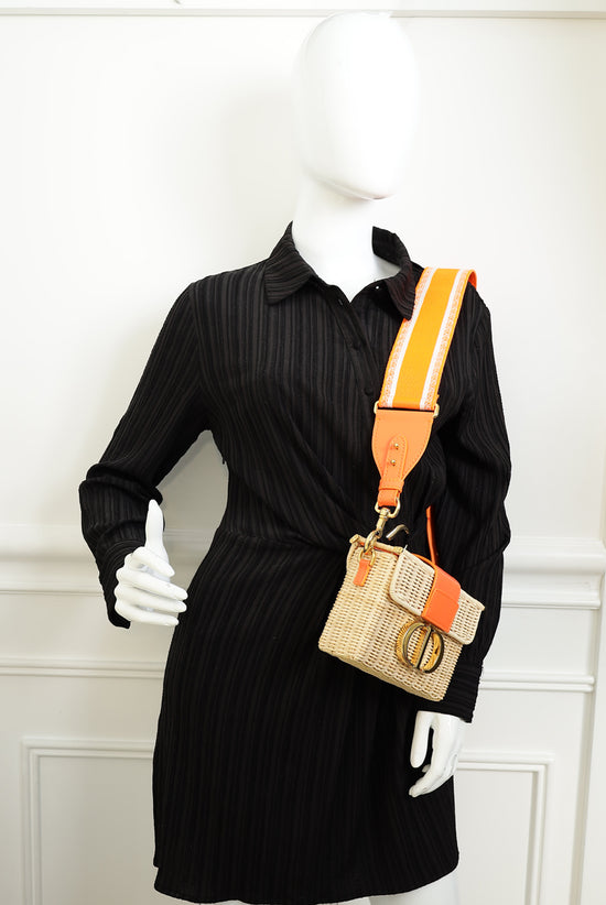 Christian Dior Neon Orange 30 Montaigne Wicker Box Bag