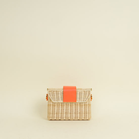Christian Dior Neon Orange 30 Montaigne Wicker Box Bag