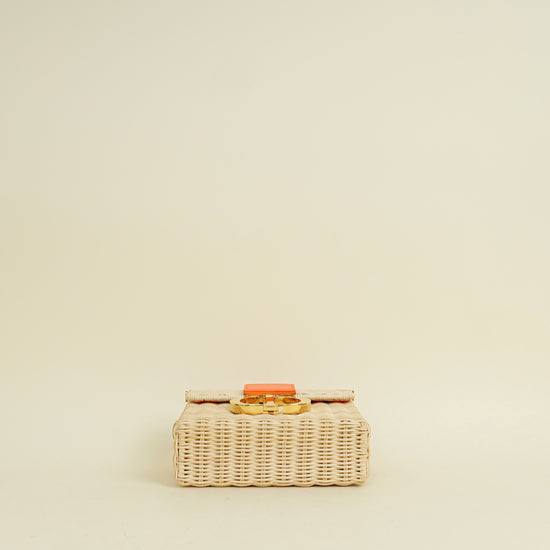 Christian Dior Neon Orange 30 Montaigne Wicker Box Bag