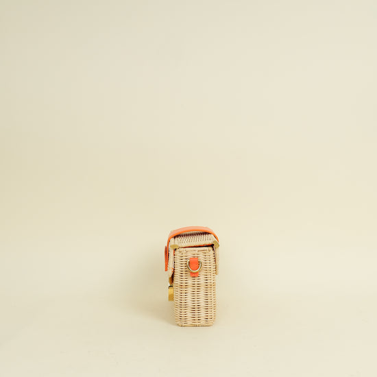 Christian Dior Neon Orange 30 Montaigne Wicker Box Bag